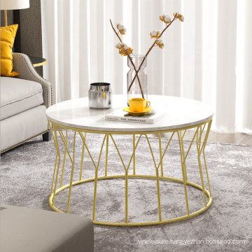 Nordic wrought iron coffee table simple modern living room furniture small apartment table marble round table